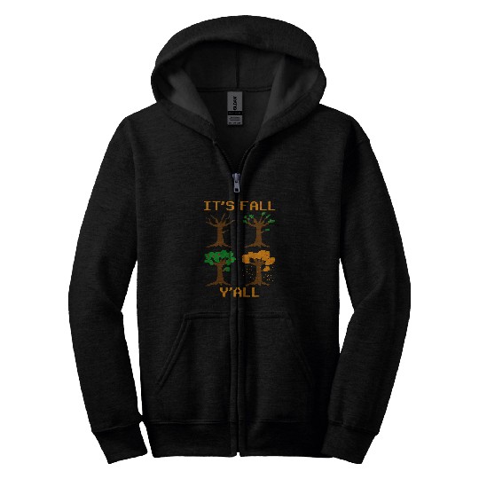 Its Fall YAll 8 Bit Fall Autumn Gaming Retro Pixelated Art Zip Hoodies
