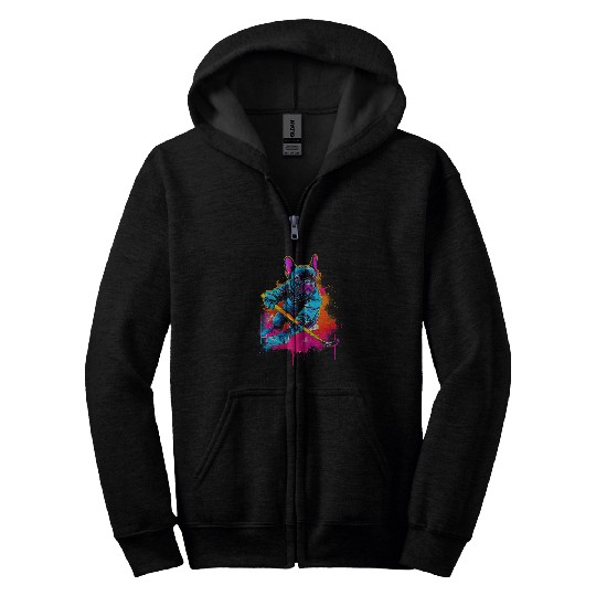 Pop Art French Bull Dog Hockey Zip Hoodies