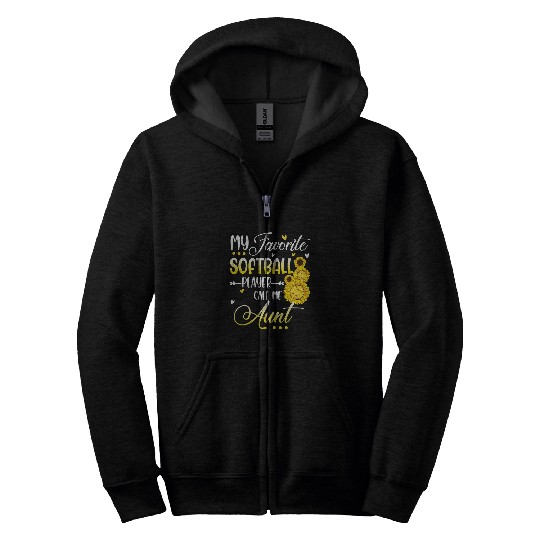 My Favorite Softball Player Calls Me Aunt Cute Sunflower Zip Hoodies