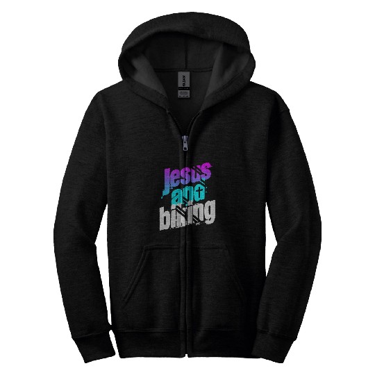 Jesus and Biking Graphical Christian Zip Hoodies