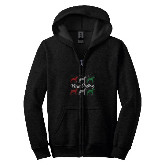 Rhodesian Ridgeback Merry Christmas Argyle Dog Zip Hoodies