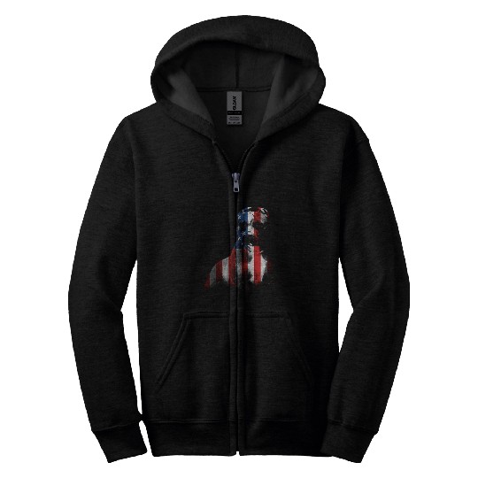 Pit Bull Terrier Dog 4th of July American Flag Patriotic 1 Zip Hoodies