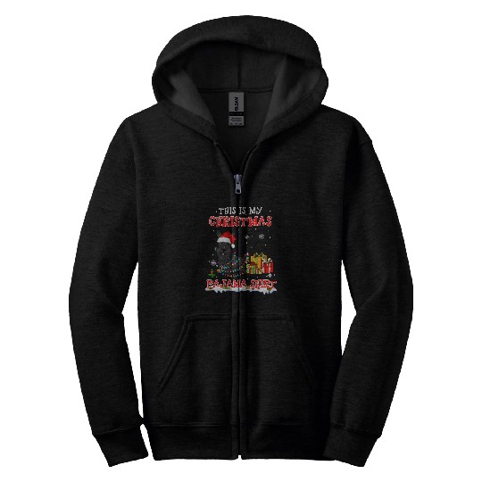 Dog Scottish Terrier Cute Scottish Terrier On Snow Christmas Pajama Zip Hoodies