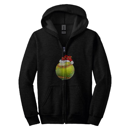 Discover Softball Sports Lover xmass Santa Hat Softball Christmas Zip Hoodies