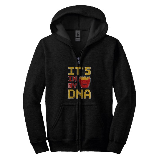 Its In My Dna Retro Pixel Art Fry Potatoes French Fries Zip Hoodies