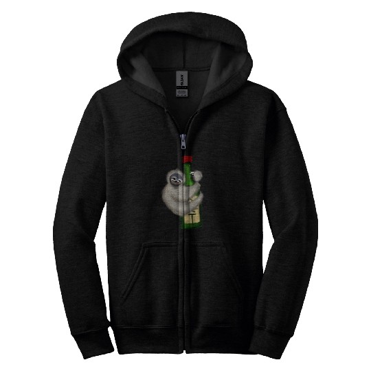 Sloth Climbing Soju Bottle Zip Hoodies