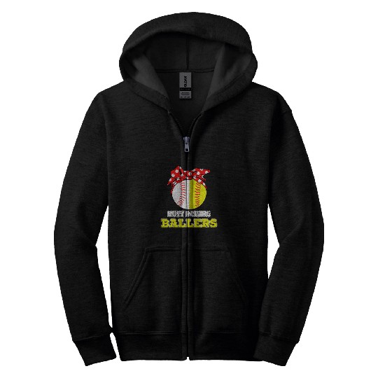 Discover Baseball Softball Gamer Mom Bandana Ball Busy Raising Baller Zip Hoodies