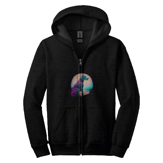 Weimaraner Japanese Retro Synthwave Zip Hoodies