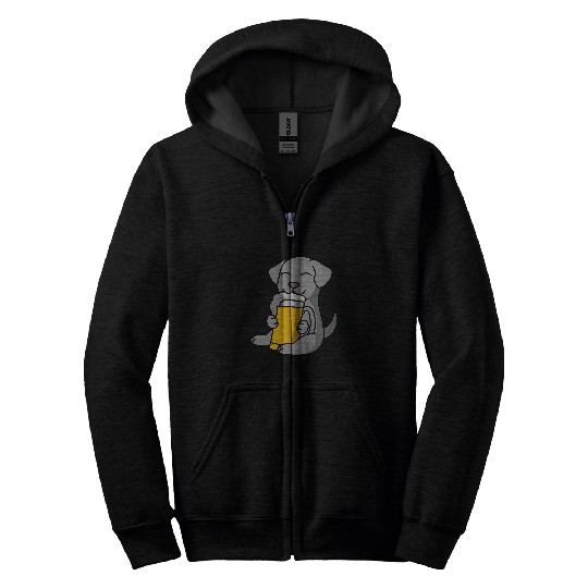 Weimaraner Drinking Beer Dog Zip Hoodies
