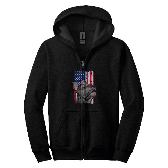 Discover Pit bull Terrier Dog Lovers American USA Flag Zip Hoodies