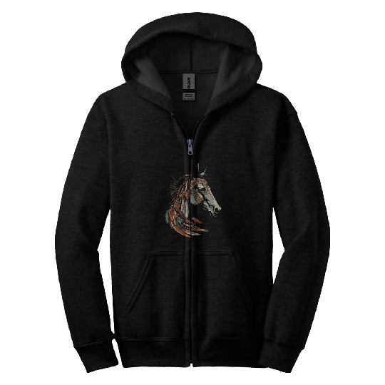 Native American Horse Totem Zip Hoodies