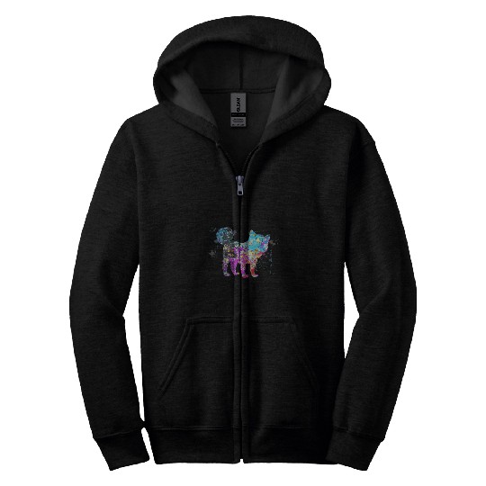 Dog Shiba Inu Colorful Shiba Inu Lover Dog Shiba Inus Zip Hoodies