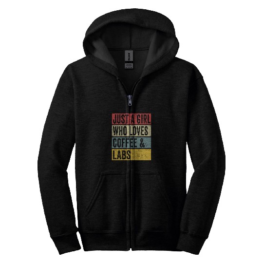 Just A Girl Who Loves Coffee And Labs Dog Labrador Retriever Zip Hoodies