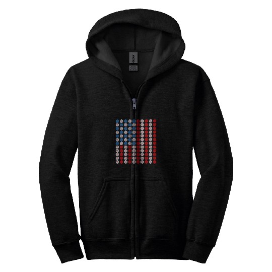 Baseball USA Flag American Flag 1 Zip Hoodies
