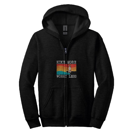 Hike More Worry Less Basenji Graphic Hiking Zip Hoodies