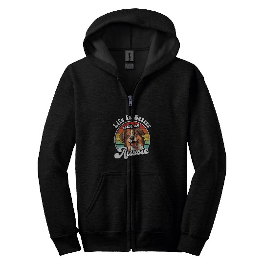 Red Australian Shepherd 1 Zip Hoodies