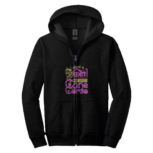 Just A Girl Who Loves A Cane Corso   Funny Dog Lover Zip Hoodies