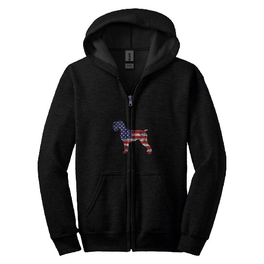 Schnauzer Dog 4th of July US American Flag Patriotic Zip Hoodies