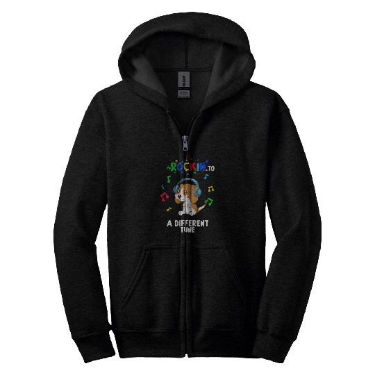 Rockin to a Different Tune Autism Warrior 23 Zip Hoodies