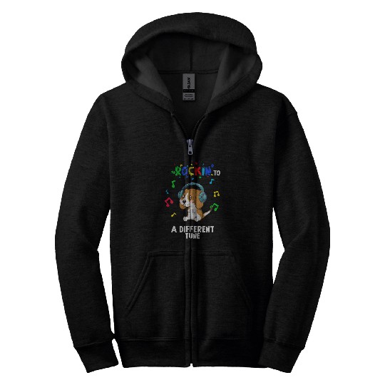 Rockin to a Different Tune Autism Warrior 23 Zip Hoodies
