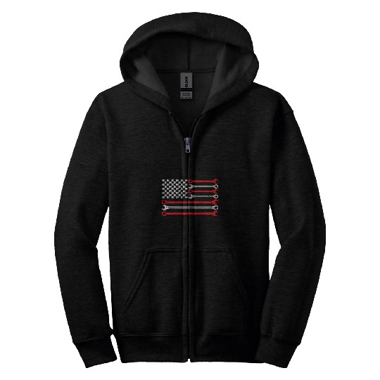 vintages USA American Flag Handyman Auto Mechanic Patriotic Zip Hoodies