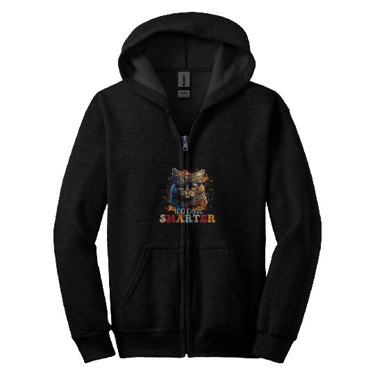 Discover 100 Days Smarter Cat 100 Days Of School Girls Student 1 Zip Hoodies