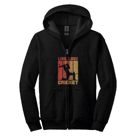 Live Love Cricket Cricket Sports Game Zip Hoodies
