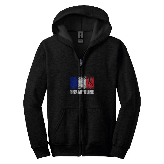 Trampoline Sport France Flag French Gymnastics Gymnast Zip Hoodies
