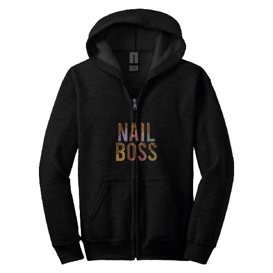 Nail Boss Leopard Print 1 Zip Hoodies