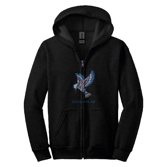 Native American Tidewater Kingfisher Bird Oregon Zip Hoodies