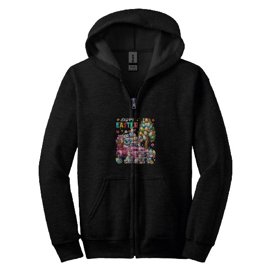 Discover Happy Easter Three Cute Bunny Goats On Pickup Truck Zip Hoodies