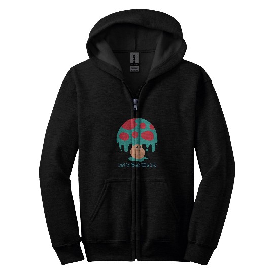 Lets Get Weird Funny Kawaii Teal Happy Mushroom Art Zip Hoodies
