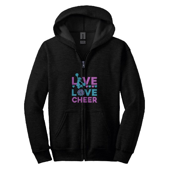 LIVE LOVE CHEER Funny Cheerleading Lover Quote Cheerleader 1 Zip Hoodies