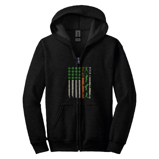 St Patricks Day Baseball USA Flag Shamrock American Irish Zip Hoodies