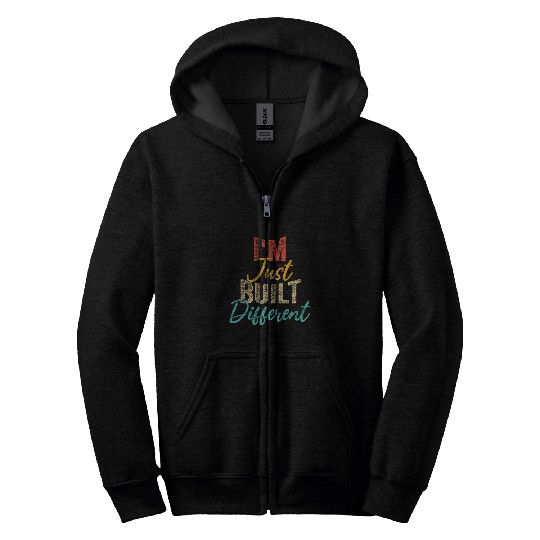 Im Just Built Different 2Funny Fitness Bodybuilding Gym Zip Hoodies