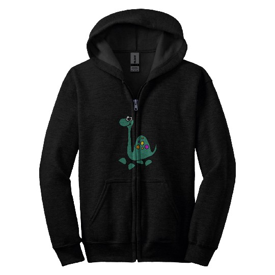 Smileteesanima Funny Brontosaurus Dinosaur Stick Figure Art Zip Hoodies