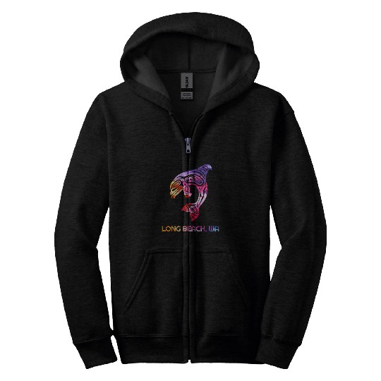Tribal Long Beach WA Orca Killer Whale Native American Zip Hoodies
