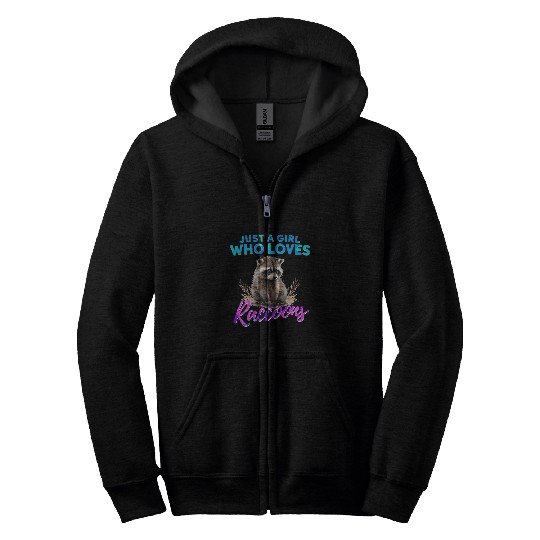 Just A Girl Who Loves Raccoons Cute Raccoon Splash Art Zip Hoodies