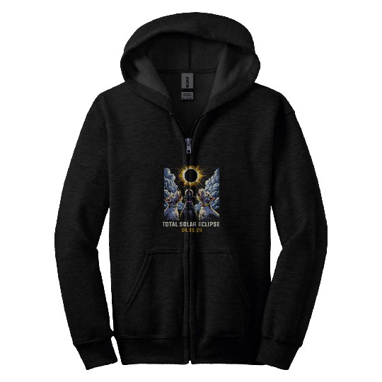 Scottish Terrier Dog Howling At Solar Eclipse Zip Hoodies
