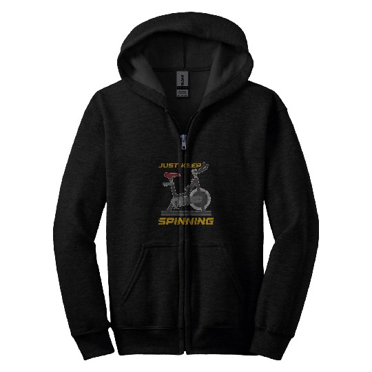Spin Class Just Keep Spinning Stationary Bike Cycling Grunge Zip Hoodies