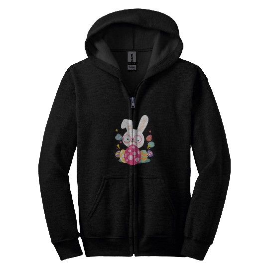 This Is My Easter Happy Bunny Colorful Dye Egg Hunting Cute Zip Hoodies