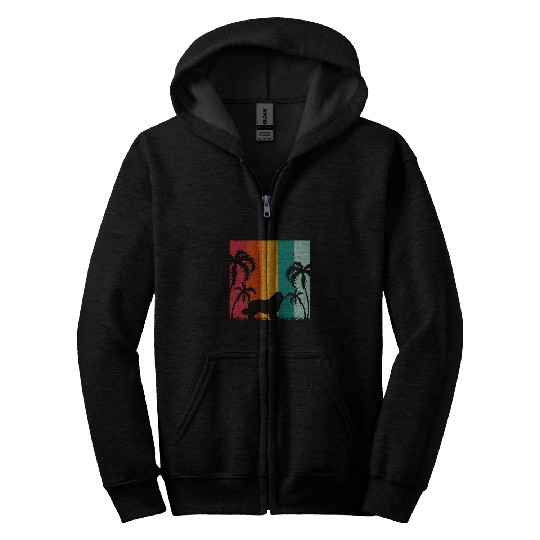 Retro Summer Themed Newfoundland Dog Lover Summer Vacation Zip Hoodies