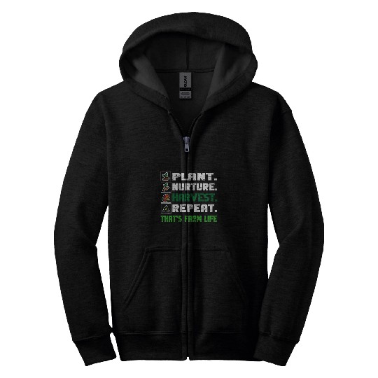 Plant Nurture Harvest Repeat 2Thats Farm Life Farmer 21 Zip Hoodies