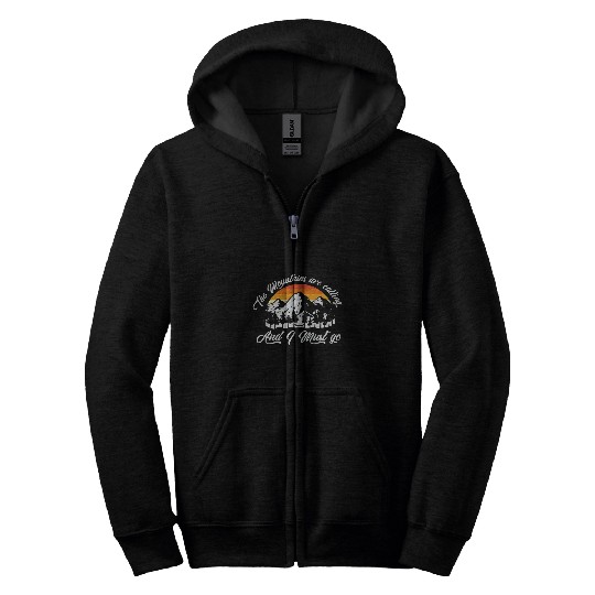 The Mountains Are Calling And I Must Go Hiking Camping Lover Zip Hoodies