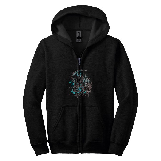 Skeletons Grim Reaper Rock Death Biker Zip Hoodies