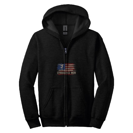vintages Gymnastics Mom American USA Flag Sports Gift Zip Hoodies