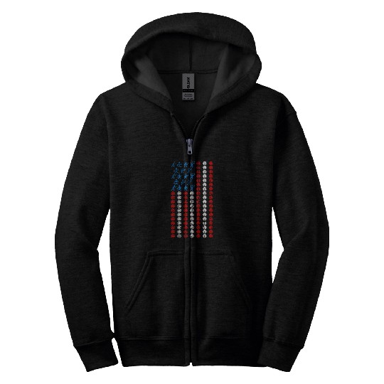 vintages Volleyball Sport American Flag 4th of JulyVolleybal Zip Hoodies