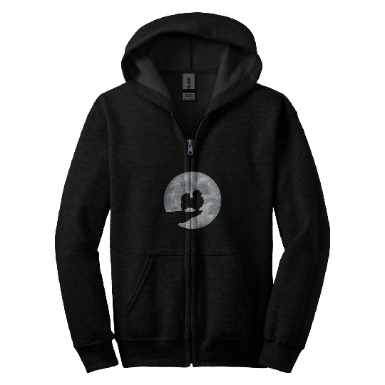 Pomeranian Dog And Moon Animal Dog Owner Puppy Lover Zip Hoodies