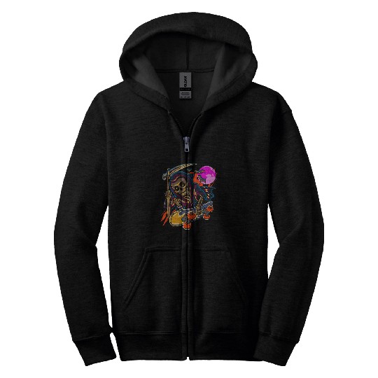 Skateboarding Grim Reaper Death Ollie Scary Skater Halloween Zip Hoodies