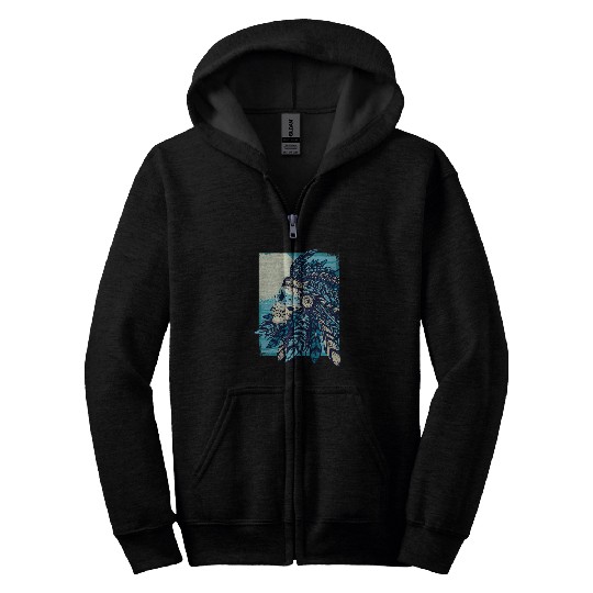 Native Skull Indigenous Peoples Day Zip Hoodies